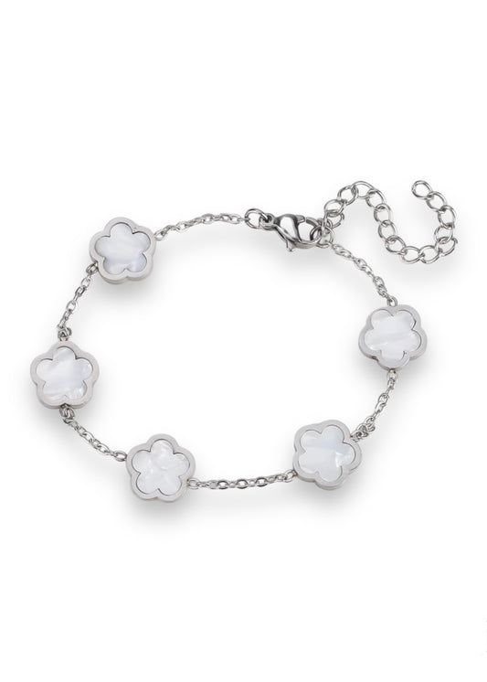Lucky Bracelet Silver Pearl White